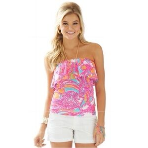 NWT $48 Lilly Pulitzer Wiley Tube Top - Shorely Blue Feeling Tanked